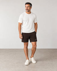 Cotton Fleece Lounge Shorts campaign 02|smoked brown