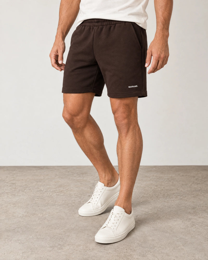 Cotton Fleece Lounge Shorts campaign 05|smoked brown