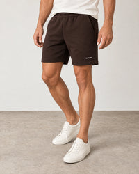 Cotton Fleece Lounge Shorts campaign 05|smoked brown