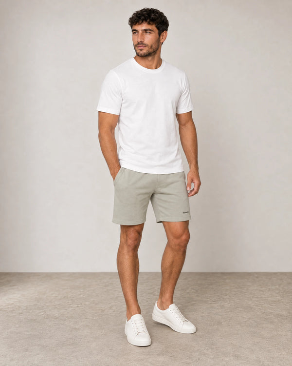 Cotton Fleece Lounge Shorts campaign 02|wolf green