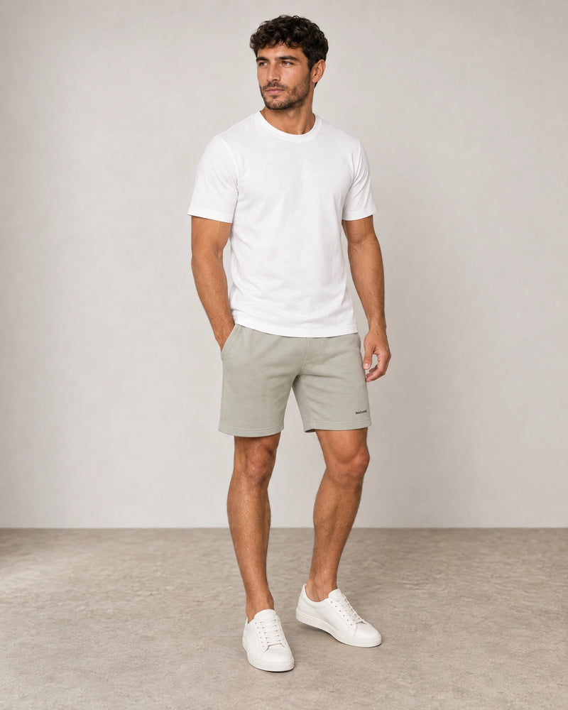 Cotton Fleece Lounge Shorts campaign 02|wolf green