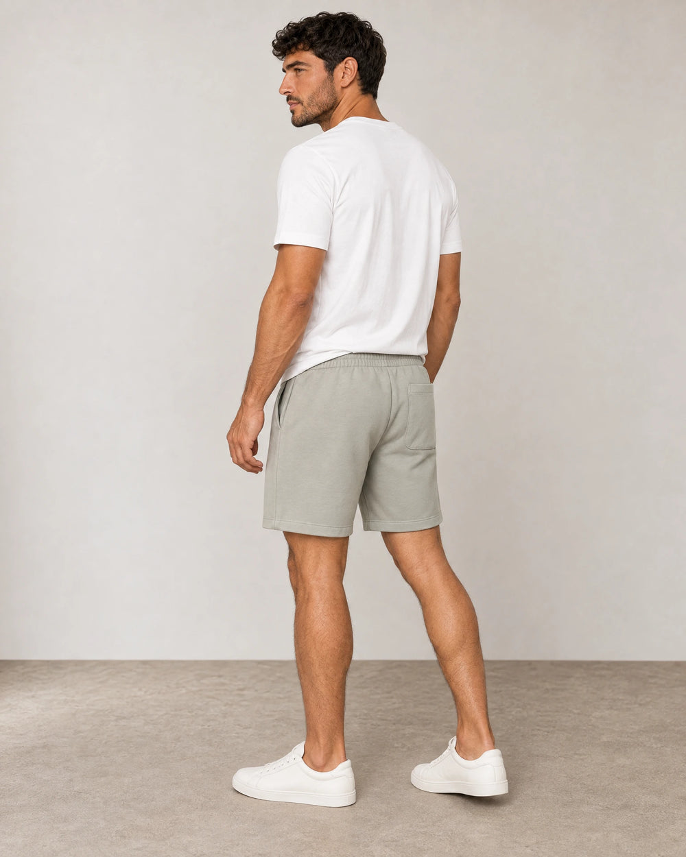Cotton Fleece Lounge Shorts campaign 04|wolf green