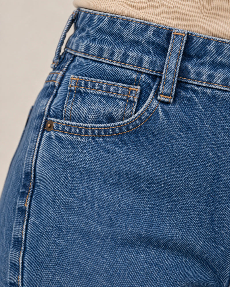 High-Waisted Wide Leg Jeans campaign 08|deep navy wash denim