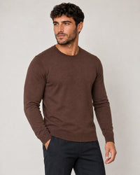 Italian Fine Knit Crew campaign 01|conker brown
