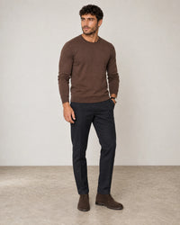 Italian Fine Knit Crew campaign 02|conker brown