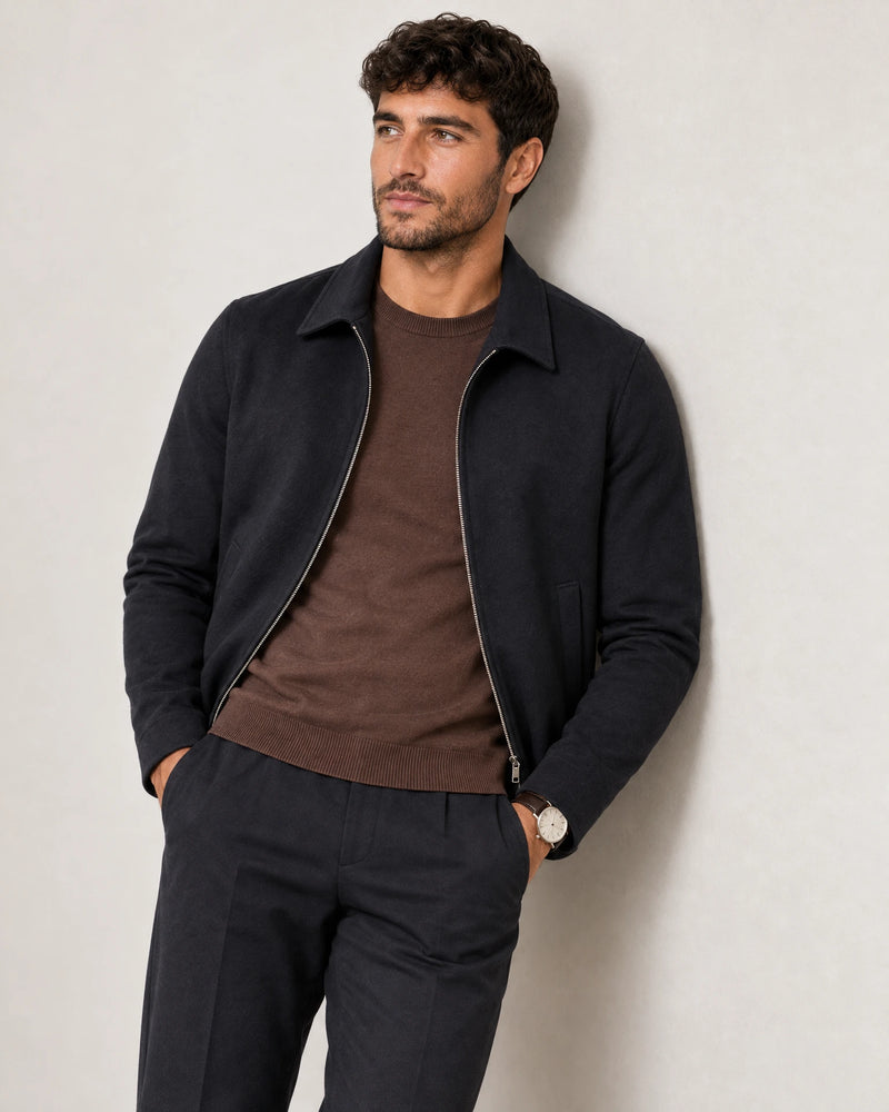 Italian Fine Knit Crew campaign 07|conker brown