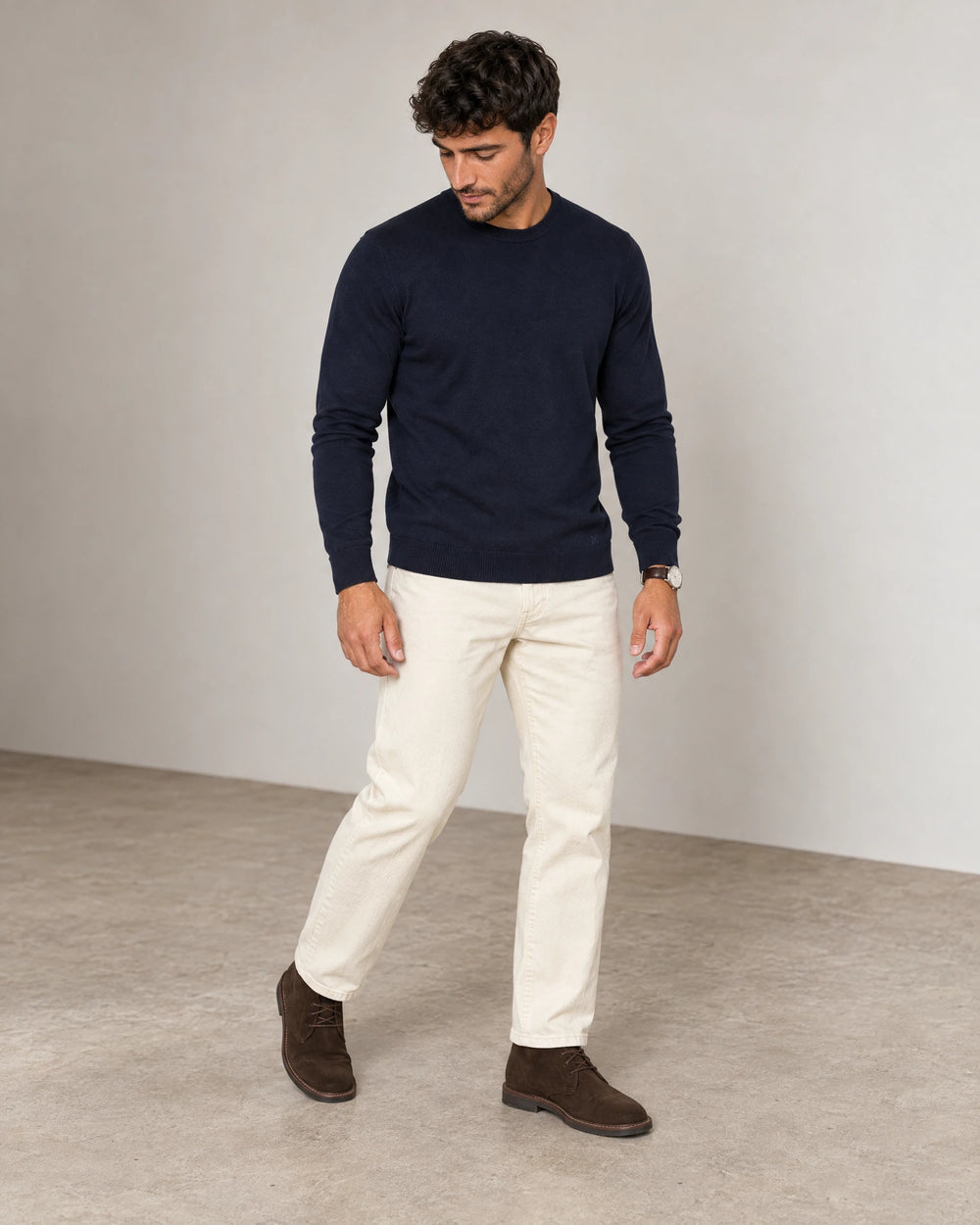 Italian Fine Knit Crew campaign 06|navy