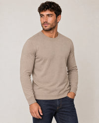 Italian Fine Knit Crew campaign 01|putty dove
