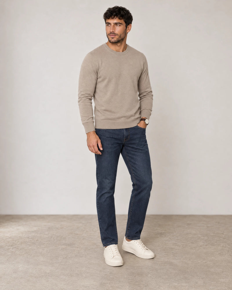 Italian Fine Knit Crew campaign 02|putty dove