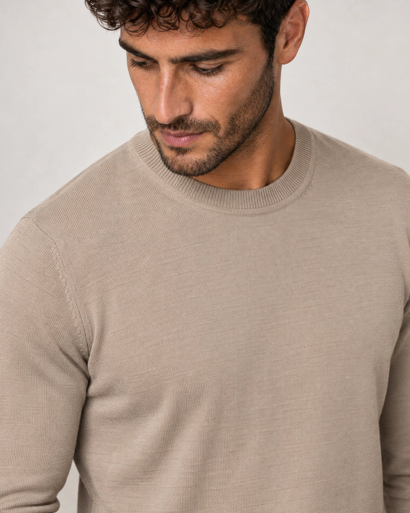 Italian Fine Knit Crew campaign 03|putty dove
