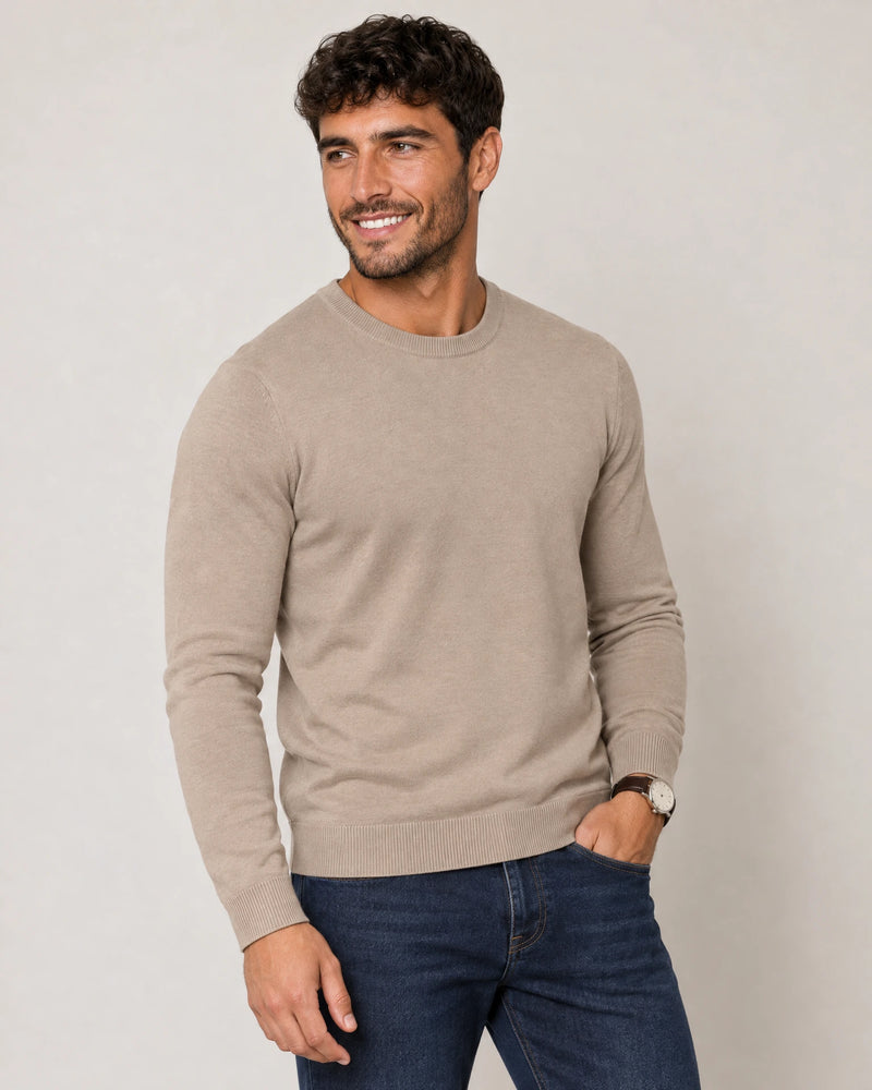 Italian Fine Knit Crew campaign 05|putty dove