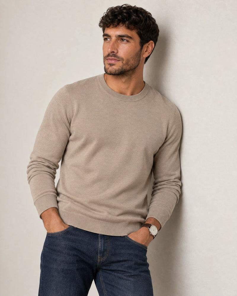 Italian Fine Knit Crew campaign 07|putty dove
