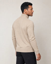 Italian Fine Knit Half Zip campaign 04|beige pearl