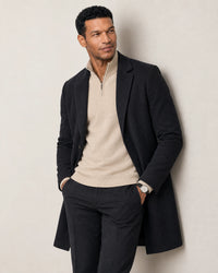 Italian Fine Knit Half Zip campaign 07|beige pearl