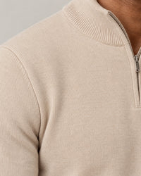 Italian Fine Knit Half Zip campaign 08|beige pearl