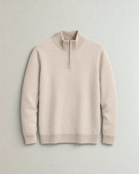 Italian Fine Knit Half Zip campaign 09|beige pearl