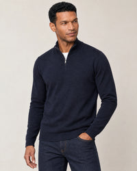 Italian Fine Knit Half Zip campaign 01|navy