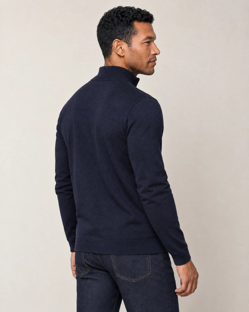 Italian Fine Knit Half Zip campaign 04|navy