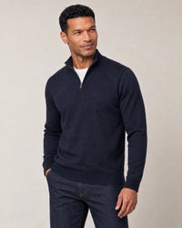 Italian Fine Knit Half Zip campaign 05|navy