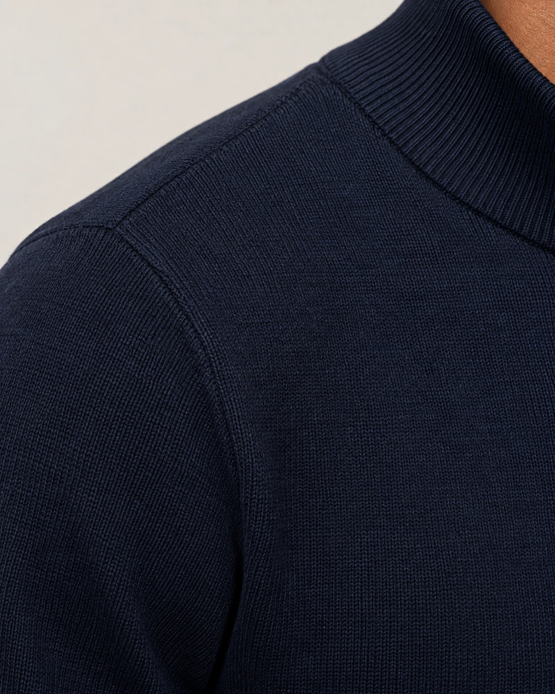 Italian Fine Knit Half Zip campaign 08|navy