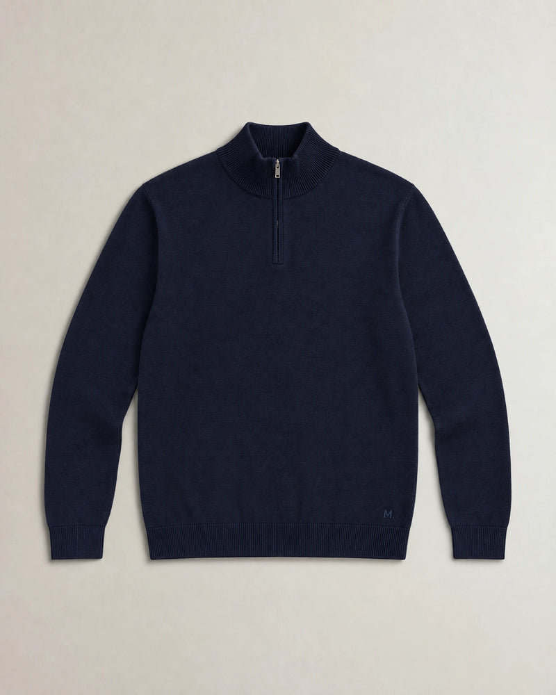 Italian Fine Knit Half Zip campaign 09|navy