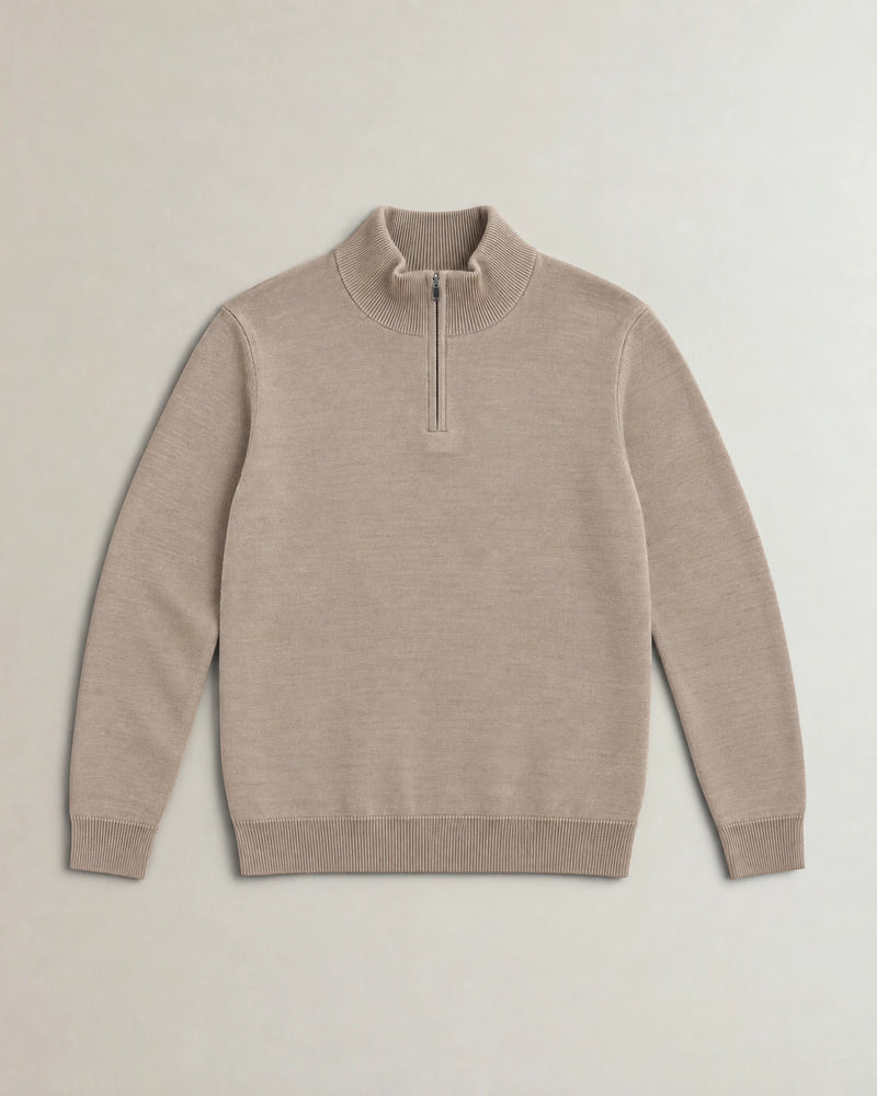 Italian Fine Knit Half Zip campaign 09|putty dove