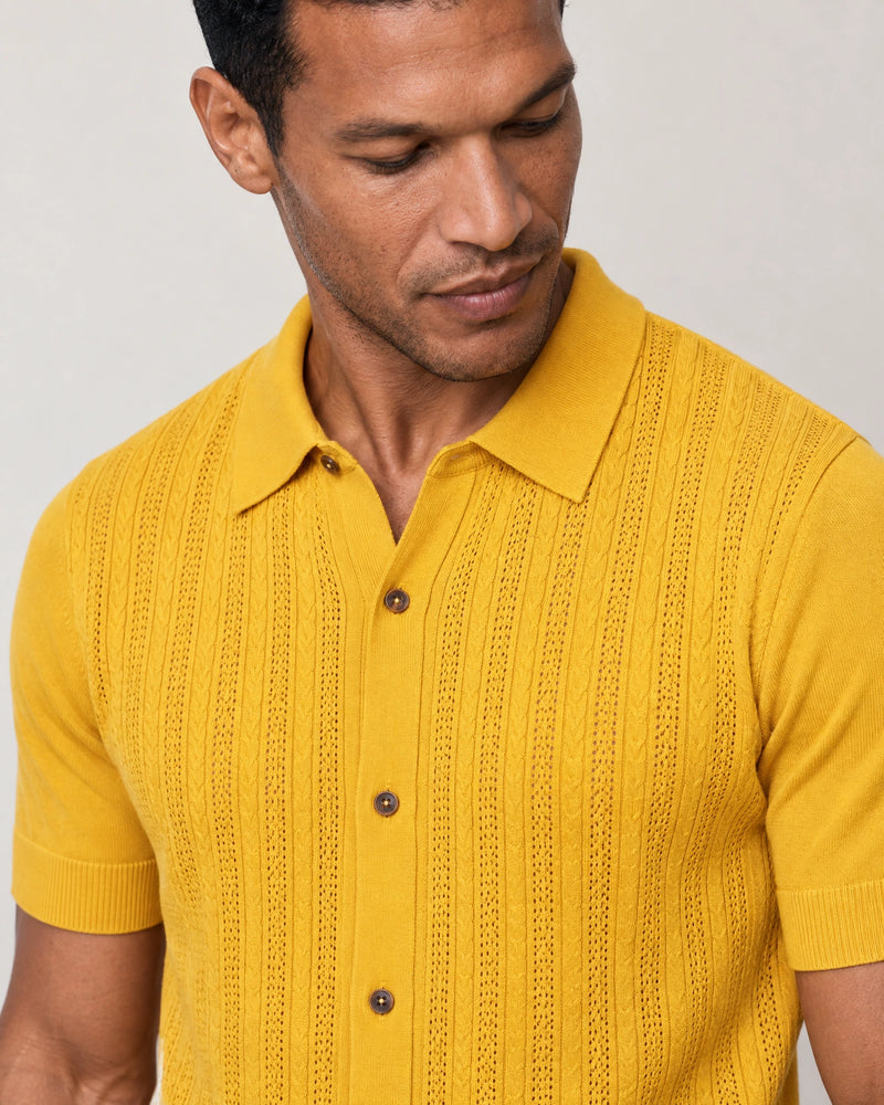 Italian Knit Cable Shirt campaign 03|citrus
