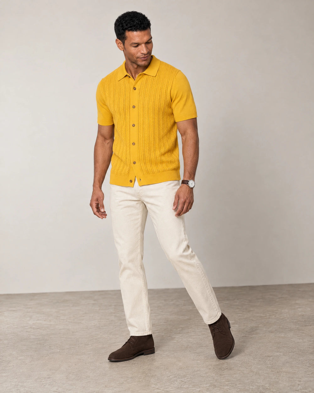 Italian Knit Cable Shirt campaign 06|citrus
