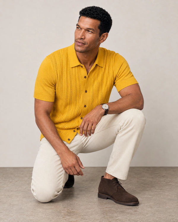 Italian Knit Cable Shirt campaign 07|citrus