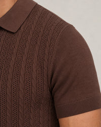 Italian Knit Cable Shirt campaign 08|conker brown