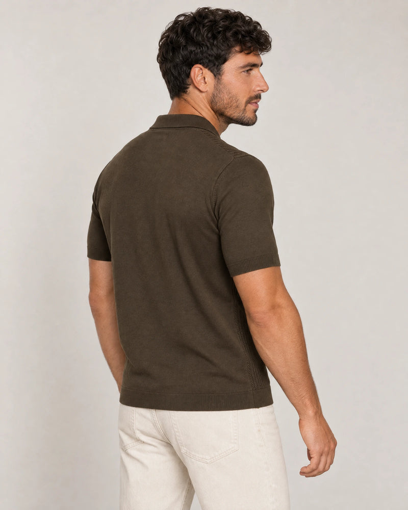 Italian Knit Cable Shirt campaign 04|morning meadow