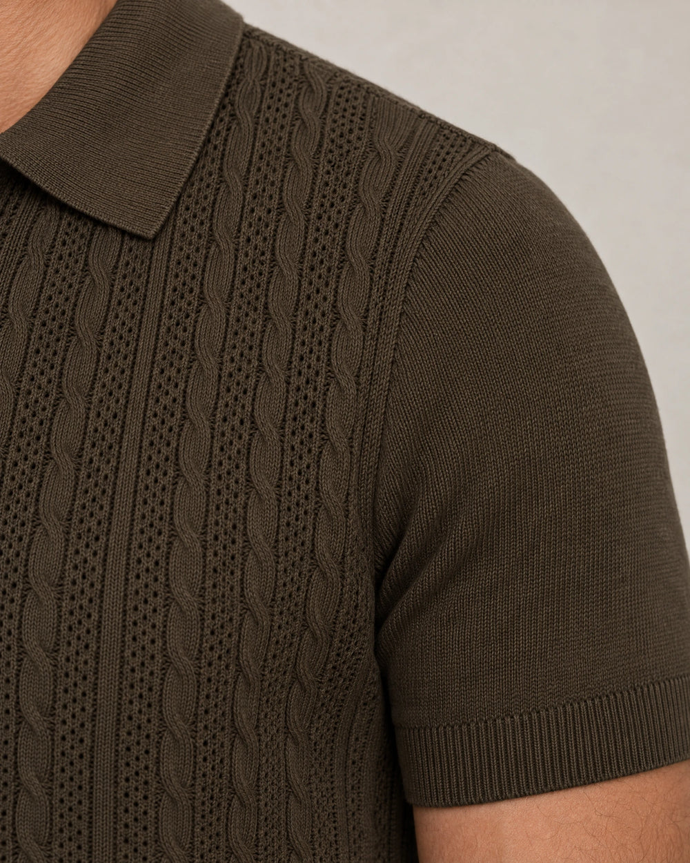 Italian Knit Cable Shirt campaign 08|morning meadow