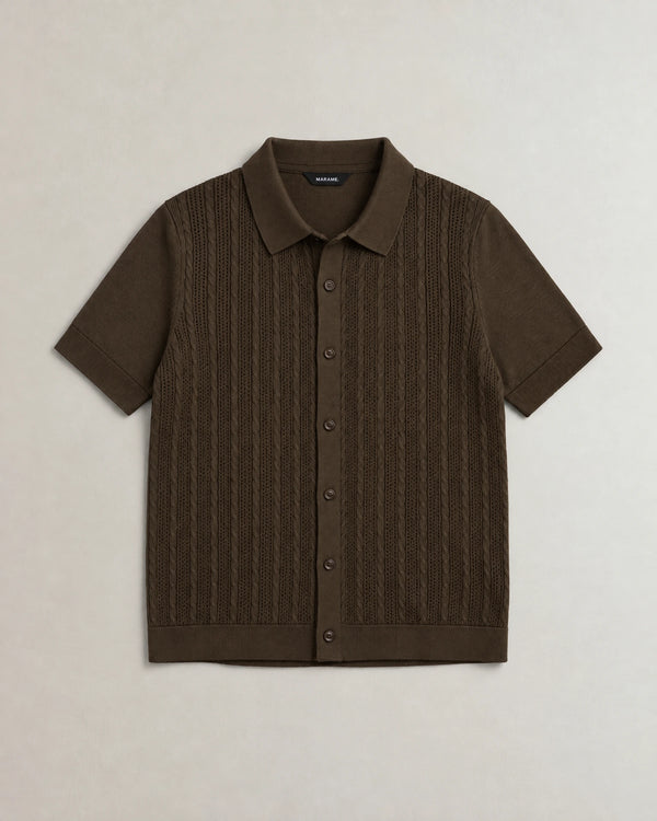 Italian Knit Cable Shirt campaign 09|morning meadow