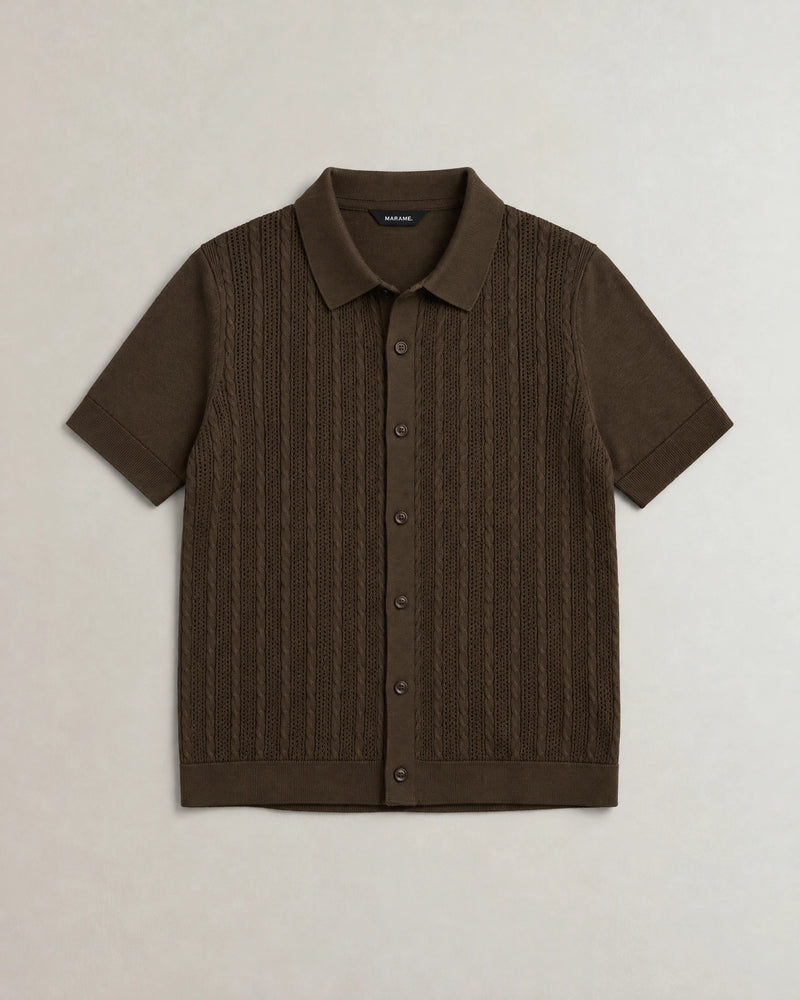 Italian Knit Cable Shirt campaign 09|morning meadow