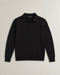 Italian Merino/Cotton Long Sleeve Polo campaign 09|black