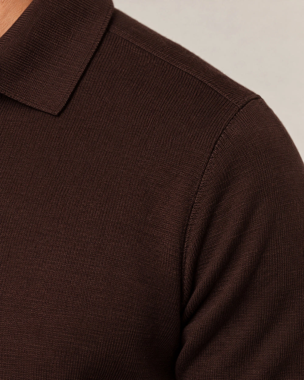 Italian Merino/Cotton Long Sleeve Polo campaign 08|brown cherry