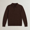 Italian Merino/Cotton Long Sleeve Polo campaign 09|brown cherry