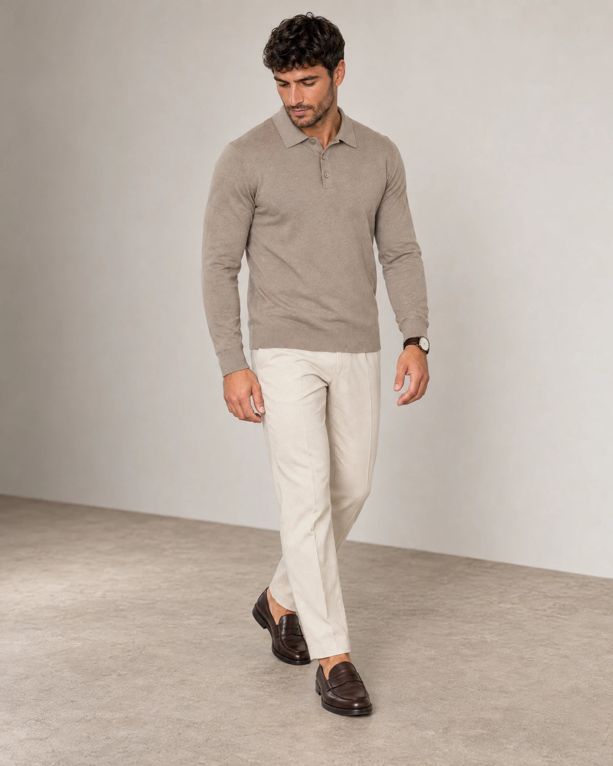 
Italian Merino/Cotton Long Sleeve Polo campaign 06