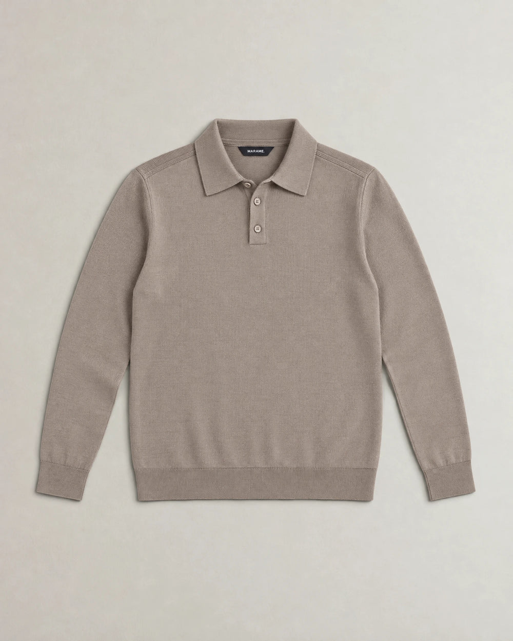 Italian Merino/Cotton Long Sleeve Polo campaign 09|shadow grey