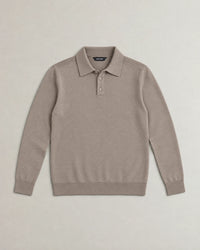 Italian Merino/Cotton Long Sleeve Polo campaign 09|shadow grey