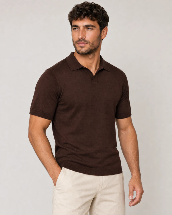 Italian Merino/Cotton Polo campaign 01|brown cherry