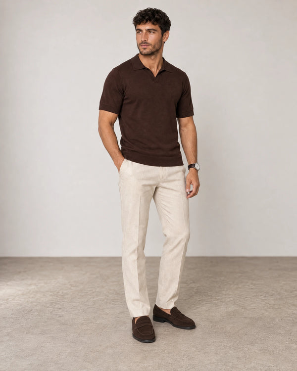 Italian Merino/Cotton Polo campaign 02|brown cherry