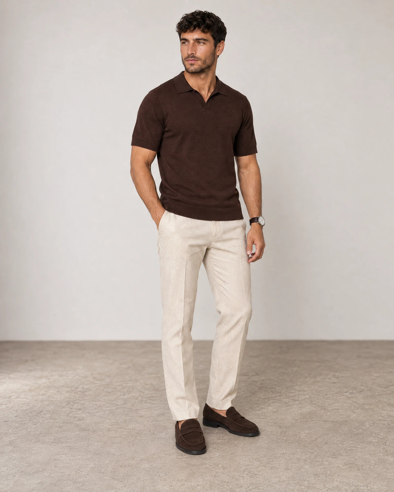 Italian Merino/Cotton Polo campaign 02|brown cherry