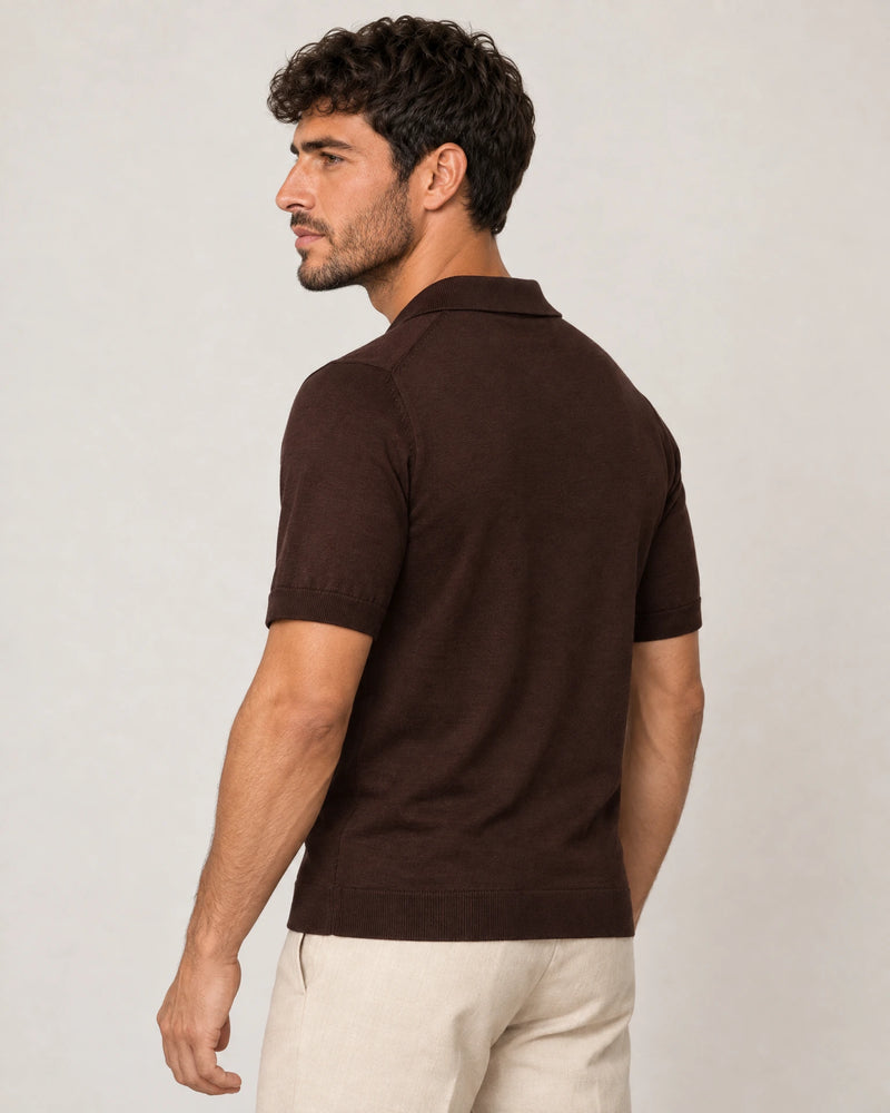 Italian Merino/Cotton Polo campaign 04|brown cherry