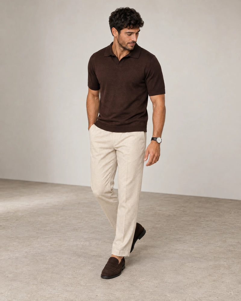 Italian Merino/Cotton Polo campaign 06|brown cherry