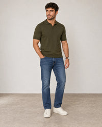 Italian Merino/Cotton Polo campaign 02|forest khaki
