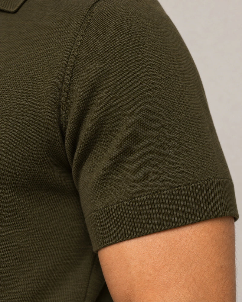 Italian Merino/Cotton Polo campaign 08|forest khaki