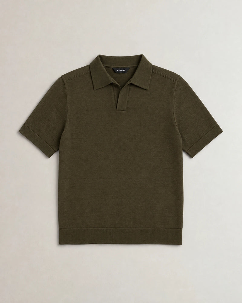Italian Merino/Cotton Polo campaign 09|forest khaki