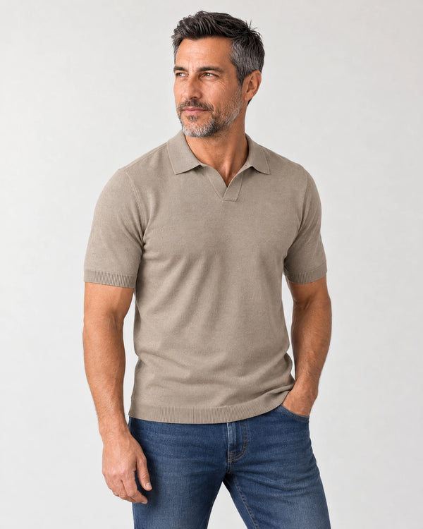 Italian Merino/Cotton Polo campaign 01|shadow grey