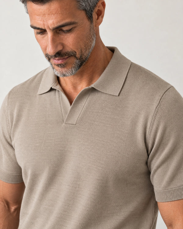Italian Merino/Cotton Polo campaign 03|shadow grey